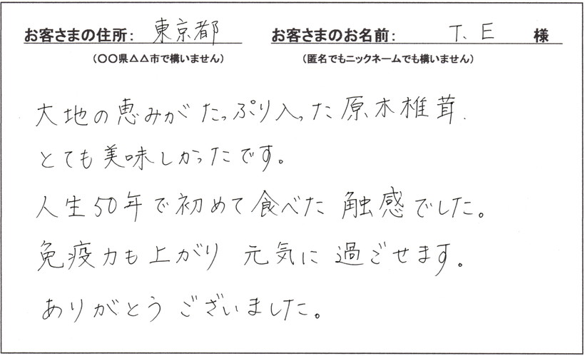 お客さまのご感想